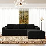 defway 104'' Boneless Cloud Sectional Couch - Modular Sectional Sofa for Small Spaces/Apartment, No Assembly Required, Anthropologie Furniture (Black, L Shape with Right Facing Chaise)