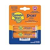 Banana Boat Sport Ultra SPF 50 Lip Sunscreen Twin Pack SPF Lip Balm Pack, Banana Boat Lip Balm SPF 50, Oxybenzone Free Sunscreen, Lip Sunblock, Travel Size Sunscreen for Lips, 2 Pack