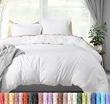 Duvet Cover King, 3 Piece Cotton Like Polyester With Zipper Closure, White