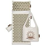 UNMERA Acupressure Mat and Pillow Set/Flower Spikes-Volcanic Stone Heating Back/Neck Pain Relief,Spa-Like Relaxation, Premium Linen & Coconut Fiber Filling, Includes Bag