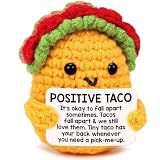Positive Crochet Taco Christmas Birthday Gifts for Women Men Self Care Card Teacher Back to School Fall Decoration for Home Adult Kids Son Mom Dad Daughter Sister Friend Coworkers Inspirational Gift