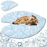 GQIRIL Cooling Mat for Cats Dogs - Pet Leaf Shaped Cool Pad, Summer Double-Sided Cat Puppy Cold & Warm Mats, Pets Washable Sleeping Blanket for Bed Floor Sofa Chair Kennel Indoor (S, 31.8"x 26.7")