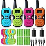 Walkie Talkies for Kids - Rechargeable 4 Pack: Walky Talky for Kids with Charger Battery - Walkie-Talkies Long Range Outdoor, Hiking, Camping Toys for 3-12 Year Old Girls Boys