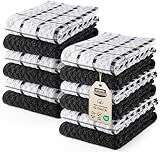 Utopia Towels - Kitchen Towels 12 Pack, 15 x 25 Inches, 100% Ring Spun Cotton Super Soft and Absorbent Linen Dish, Tea and Bar Towels Set, Black