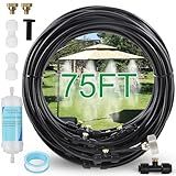 YOFIT Outdoor Misting System for Patio Cooling, 75FT Water Mister Hose Kit, Cooling Misters for Porch, Backyard, Yard, Garden, Portable Mist System with Brass Nozzles for Outside