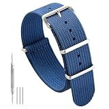 TACTICAL FROG Nylon Watch Band 18mm 19 mm 20mm 22 mm 24 mm, Waterproof Military Watch Straps Replacement for Men Women, With Stainless Steel Buckle (Blue, 18mm)