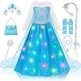 Meland Princess Dress Up for Girls – Light Up Halloween Costume for Girls Age 3-10, Princess Toys for Christmas Birthday Gift(M,5-6 Years)