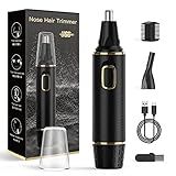 XOOMRSCP Nose Hair Trimmers for Men，Rechargeable Hair Trimmer 2 in 1 Painless Multifunctional Ear and Nose Hair Trimmer with IPX7 Waterproof Dual Edge Blades (Black)