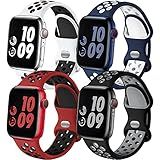 Adorve 4 Pack Compatible with Apple Watch Band 49mm 46mm 45mm 44mm 42mm iWatch Ultra 2 SE Series 10 9 8 7 6 5 4 3 2 1 Women Men,Breathable Sport Silicone Strap,Blue White/WhiteBlack/BlackGray/RedBlack