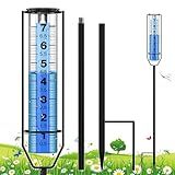 FINEST+ Upgraded Rain Gauge, 7" Freeze Proof Rain Gauge Outdoor Best Rated, Large Clear Numbers and Adjustable Height Rain Measuring Tool for Garden, Lawn and Farm