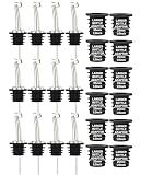 12-Pack Auto Flip Liquor Bottle Pourers with Adapters, Liquor Pour Spout Adapters set for for Large Olive Oil Bottles and Liquor Bottles - Up to 1 Inch/25mm Neck Converts Spout into Large Pour Spout