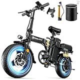 1000W Folding Ebike for Adults, Electric Bike Foldable, 14" Foldable Ebike
