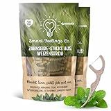 Biodegradable Dental Floss Picks 100 Count 2 Packs | Eco-Friendly Bamboo Like Straw Wheat Sustainable Mint Flavored Flossers for Kids and Adult Teeth Cleaning for the Enviromentally Conscious