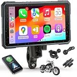 SIXTOP 5 Inch Motorcycle CarPlay GPS Navigation System with Wireless Apple CarPlay Android Auto Waterproof Touch Screen Portable Car Play Moto, Support Bluetooth, Siri/Google Assistant Voice Control