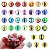 Julie Wang 20PCS 30MM Vertical Pupil Dragon Eyes Glass Cabochon for Polymer Clay Animal Artworks Making Sculptures Props Craft Jewelry DIY Findings