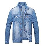 LZLER Men's Denim Jackets Distressed Destroyed Classic Vintage Slim Fit Ripped Fashion Trendy Trucker Jean Jackets