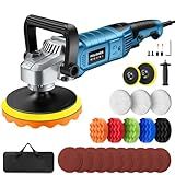 Buffer Polisher Kit for Car - 1600w 6/7 Inch Rotary Polisher Buffer Waxer,7 Variable Speed 1000-3300rpm,Detachable Handle Buffing Machine for Car Boat Sanding Polishing Waxing