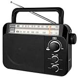 Retekess TR604 AM FM Radio,Portable Radio Plug in Wall,D Battery Operated,Large Dial,High/Low Tone Mode,Big Speaker,Earphone Jack,for Home,Picnic,Senior