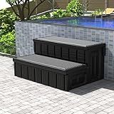 Hot Tub Steps, Outdoor Spa Steps with Storage, Non-Slip & Sturdy Hot Tub Stairs, 36 Inches Long, Black