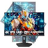 CRUA 27” 4K Gaming Monitor, UHD 3840x2160 160Hz IPS Screen, Height/Pivot/Swivel/Tilt Adjustable Vertical Monitor, Support AMD FreeSync, Built-in Speakers, 120% sRGB, PIP/PBP, HDMI 2.1 & DP 1.4-Black
