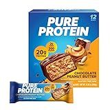 Pure Protein Chocolate Peanut Butter Protein Bars – 20g Protein, 3g Sugar, 190 Calories (12 count) Low Sugar* High Protein Snack - Gluten Free - Perfect for a Healthy Snack