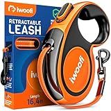 2025 New Retractable Dog Leash 16.4 ft – Heavy Duty for Dogs up to 50 lbs, Stainless Steel Spring, 360° Tangle-Free, One-Touch Lock Control, Soft Anti-Slip Handle – Strong, Durable Pet Leash (Orange)