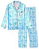 Sylfairy Girls Pajamas Silk PJS Set Satin Sleepwear Long Sleeve Jammies for Kids Button-Down Nightwear Loungewear 3-16 Years