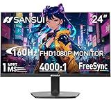 SANSUI 24 Inch Gaming Monitor 160Hz FHD 1080P Computer Monitor, FreeSync 1ms 4000:1 Contrast, HDMI DP Ports VESA Support Eye Care Monitor for Gaming Office (HDMI Cable Included ES-G24F4M)