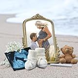 Fiwochic Pregnancy Announcement Mirror Newborn Cozy Shoes 12 Baby Breath Artificial Flowers Bear Doll and White Erasable Pen for Beach Photography Pregnancy Announcement Celebration