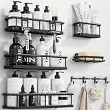 YASONIC Shower Caddy Adhesive, Rustproof Shower Organizer with Soap Holder, Large Capacity Shower Shelves for Inside Shower, No Drilling Bathroom Organizers and Storage for Home Decor 6 Pack Black
