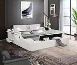 WAQINBR Queen Size Smart Bed, Multifunctional Leather Bed Frame with Massage Recliner/Upholstered Headboard/Music Speaker/USB Port/Storage Space, Modern Luxury Bed Frame(Beige)
