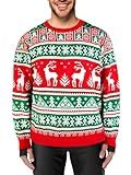 XiaoMoSha Men's Ugly Christmas Sweater The Office Sweater Warm Knit Pullover Funny Christmas Sweaters Crew Neck Sweater for Men Unisex Holiday Ugly Sweater Christmas for Men (X-Large RedGreen Man)