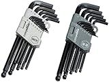 Amazon Basics Hex Key Allen Wrench, Long Arm, Ball End, Metric and Standard Sizes, Chrome Vanadium Steel, 26-Piece with Storage Case