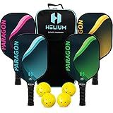 Helium Pickleball Paddles Set of 4 - USAPA Certified - Graphite Fiberglass Surface, Lightweight Honeycomb Core