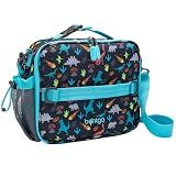 Bentgo Kids Lunch Bag - Durable, Double-Insulated Lunch Bag for Kids 3+; Holds Lunch Box, Water Bottle, & Snacks; Easy-Clean Water-Resistant Fabric & Multiple Zippered Pockets (Dinosaur)