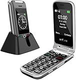 artfone G6 Pro Grey - 4G LTE Flip Phone Unlcoked丨Cell Phone for Seniors丨2.4" Dual-LCD丨SOS Button丨Loud Speaker丨Camera丨Charging Dock丨Talking Clock丨Speed Dial丨 Hands-free丨Dumb Phone丨Caller-ID丨Large Fonts