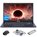 ASUS Vivobook Go 14 Linux Ubuntu Laptop, Intel Celeron N4500 4GB RAM 256GB Storage (128GB eMMc + 128GB External SSD), with Mytrix 6-in-1 Hub, Mouse for Student & Business Notebook, Star Black
