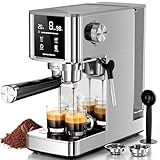 Kismile 20-Bar Espresso Machines,Professional Espresso Maker with Milk Frother Steam Wand for Latte&Cappuccino,Coffee Machine with Removable Water Tank for Home/Office