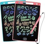 LCD Writing Tablet, 2 Packs Drawing Pads for Kids 3 4 5 6 Years Old 8.5 Inch Colorful Lines Doodle Scribble Boards Educational Toys for Boys Girls Road Trip EssentialsTravel Game Toys,Pink+Blue