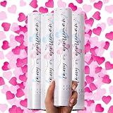 PrimePure Gender Reveal Confetti Cannon, Pink Hearts, 4 Pack
