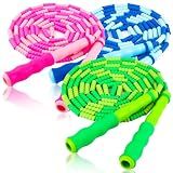 Jump Rope for Kids, 9 Ft Adjustable Jump Ropes for 4 5 6 7 8 10 12, Segmented Soft Beaded Jumping Rope Age 8-12, Tangle Free Skipping Rope for Women Man Fitness Weight Loss - Green, Pink, Blue