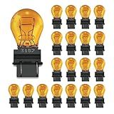 Lanuovx 3157A(amber) Bulbs 20 Pack,12V 3047 3057 3157LL 3157K 3457 4057 4157 Miniature Bulb Mini Bulb,Brake Light Turn Signal Side Marker Tail Light Bulb Replacement