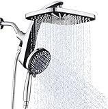 High Pressure Rain Shower Head: Upgrade Shower Heads with Handheld Spray Combo with Fixed Showerhead and 10 Sprays Handheld Shower Head, Detachable Shower head Built-in Magnetic Docking and Power Jets