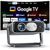 Smart Projector [Bundled with Google TV Stick and 4K Support] with WiFi and Bluetooth,2500ANSI, Auto Lens Cap, Portable Outdoor Projector with Built-in Apps Auto Focus for Ceiling/Home Theater/Bedroom