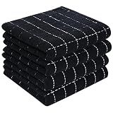 Homaxy 100% Cotton Terry Kitchen Towels, 4 Pack, Black