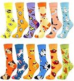 Fasefunn Women's Fun Socks Funny Colorful Novelty Crazy Animal Patterned Socks Crew, Premium Cotton, Size 6-11, 12 Pairs US031201