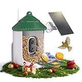 Loatos Bird Feeder with Camera AI Identify 2K Live Video Smart Bird Feeder with Camera, 2.4GHZ WiFi Solar Birds House Cameras, Motion Detection Instant Arrival Alerts, Ideal Present for Birds Lovers