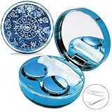 Vastsoon Contact Lens Case, Cute Travel Size Eye Colored Contacts Lenses Applicator Remover Tool Kit with Mirror Solution Bottle for Daily Outdoor (Blue)