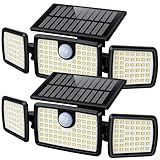 MIHANI Solar Flood Lights Outdoor, 2500LM Motion Sensor Security Lights with 270° Wide Angle, IP65 Waterproof, 3 Heads Solar Outdoor Lights for Patio, Yard, House, Garage (Non-Remote, 2 Pack)