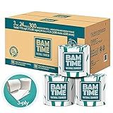 Toilet Paper, 100% 3ply Bamboo Toilet Paper, 24 Rolls, 300 sheets, 7200 Count, pack of 24, plastic free, Tree free, Biodegradable